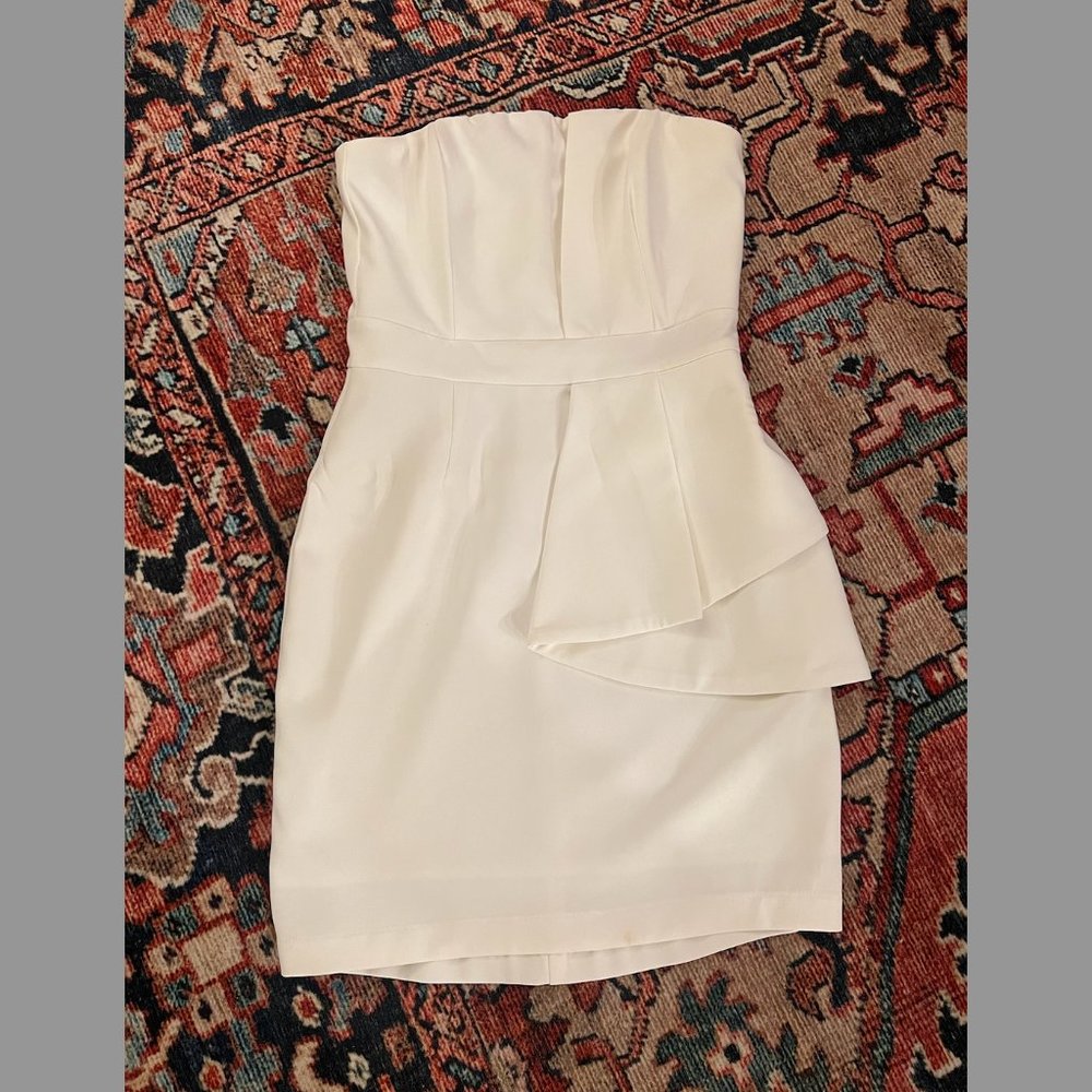 White Strapless Vestique Mini Dress